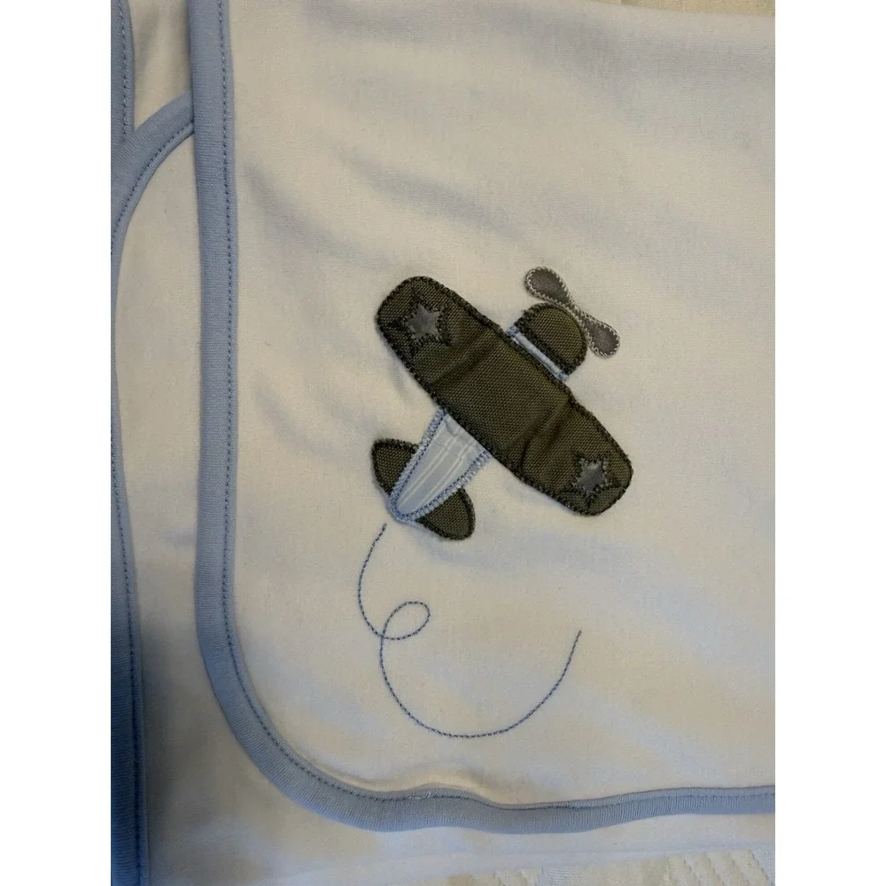 Vintage 2003 Y2K GYMBOREE AIR SHOW Airplane Baby Blanket BABY BOY REVERSIBLE